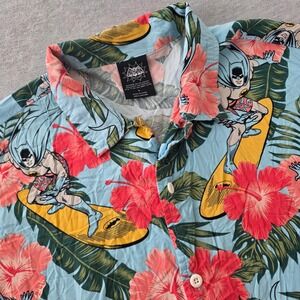 Batman Classic TV Series Mens Surfing Tropical Hawaiian Rayon Shirt Blue Small